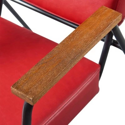 Denver Armchair with Metal Leg and Wood Armrest Red/Black Finish - Teamson Home 12 Denver Armchair with Metal Leg and Wood Armrest Red/Black Finish - Teamson Home - Image 10