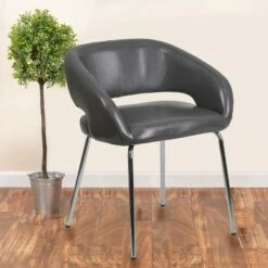 Flash Furniture Fusion Series Contemporary LeatherSoft Side Reception Chair with Chrome Legs