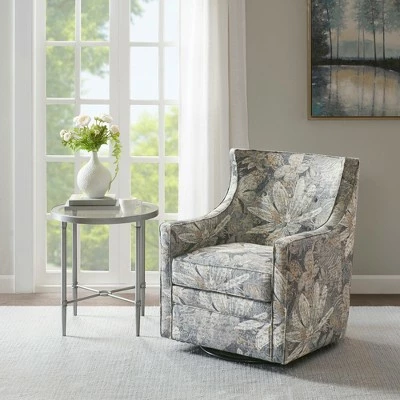 Madison Park Aaron Curve Back Swivel Glider Chair Blue 3 Madison Park Aaron Curve Back Swivel Glider Chair Blue