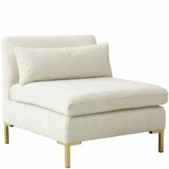 Armless chair in Sheepskin Natural Cream - Skyline Furniture