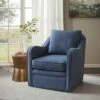 Madison Park Mitchell Slub Weave Wide Seat Swivel Armchair Navy