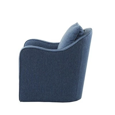 Madison Park Mitchell Slub Weave Wide Seat Swivel Armchair Navy 5 Madison Park Mitchell Slub Weave Wide Seat Swivel Armchair Navy - Image 3