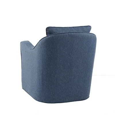 Madison Park Mitchell Slub Weave Wide Seat Swivel Armchair Navy 6 Madison Park Mitchell Slub Weave Wide Seat Swivel Armchair Navy - Image 4