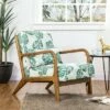 Accent Armchair with Walnut Ruberwood Frame Green/Fabric Pattern - Glitzhome 1 Accent Armchair with Walnut Ruberwood Frame Green/Fabric Pattern - Glitzhome -Living Room Chairs store unnamed file 4305