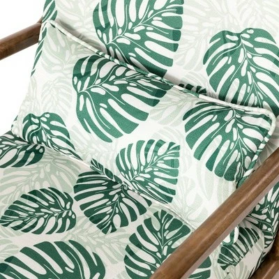 Accent Armchair with Walnut Ruberwood Frame Green/Fabric Pattern - Glitzhome 7 Accent Armchair with Walnut Ruberwood Frame Green/Fabric Pattern - Glitzhome - Image 5