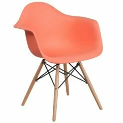 Emma and Oliver Plastic Accent Dining Chair with Arms and Wooden Legs -Living Room Chairs store unnamed file 432