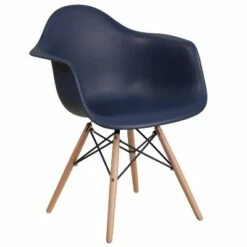 Emma and Oliver Plastic Accent Dining Chair with Arms and Wooden Legs -Living Room Chairs store unnamed file 435