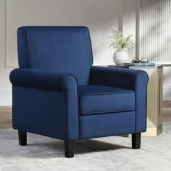 55 Downing Street Lansbury II Navy Velvet Accent Chair