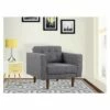 Element Mid-Century Modern Chair in Dark Gray Linen and Walnut Legs - Armen Living