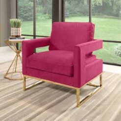 Harrisford Velvet Armchair with Stainless Steel Base Rose - Abbyson Living