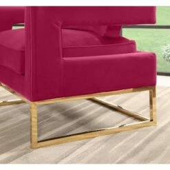 Harrisford Velvet Armchair with Stainless Steel Base Rose - Abbyson Living -Living Room Chairs store unnamed file 4399