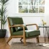 Accent Armchair with Walnut Ruberwood Frame Green - Glitzhome -Living Room Chairs store unnamed file 4403