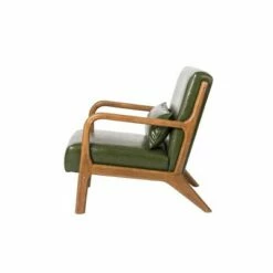 Accent Armchair with Walnut Ruberwood Frame Green - Glitzhome -Living Room Chairs store unnamed file 4405