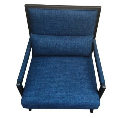 Fabric Padded Wooden Frame Accent Chair with Armrest Blue/Black - The Urban Port 6 Fabric Padded Wooden Frame Accent Chair with Armrest Blue/Black - The Urban Port - Image 4