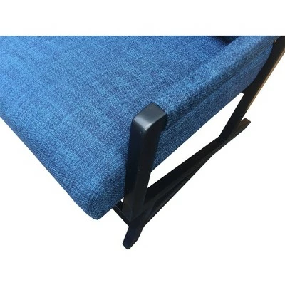 Fabric Padded Wooden Frame Accent Chair with Armrest Blue/Black - The Urban Port 9 Fabric Padded Wooden Frame Accent Chair with Armrest Blue/Black - The Urban Port - Image 7