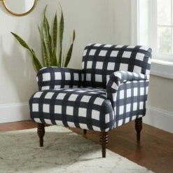 Elsa Armchair Blue Plaid - Skyline Furniture -Living Room Chairs store unnamed file 4459