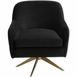 Studio 55D Ames Quilted Onyx Velvet Swivel Chair -Living Room Chairs store unnamed file 4491