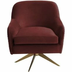 Studio 55D Ames Quilted Wine Velvet Swivel Chair -Living Room Chairs store unnamed file 4530