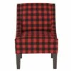 Swoop Armchair Classic Gingham Red Black - Skyline Furniture