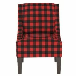 Swoop Armchair Classic Gingham Red Black - Skyline Furniture