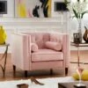 Karissa Velvet Armchair with Pillows Pink - Inspire Q -Living Room Chairs store unnamed file 4581