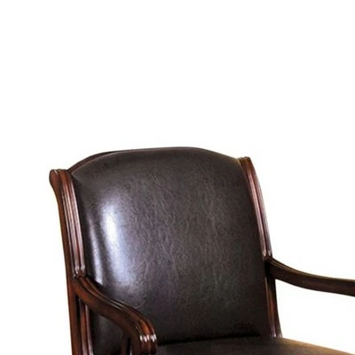 Leatherette Wooden Accent Chair with Hand Carved Legs Brown - Benzara 3 Leatherette Wooden Accent Chair with Hand Carved Legs Brown - Benzara