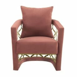 Corelli Fabric Upholstered Accent Chair Blush/Gold - Armen Living