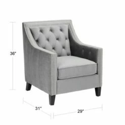 55 Downing Street Tiffany Gray Tufted Armchair -Living Room Chairs store unnamed file 4655