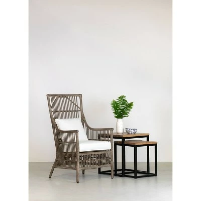 Set of 2 Edie High Back Armchair Brown - East At Main 3 Set of 2 Edie High Back Armchair Brown - East At Main