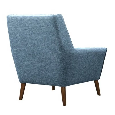 Cobra Mid-Century Modern Chair in Blue Linen and Walnut Legs - Armen Living 5 Cobra Mid-Century Modern Chair in Blue Linen and Walnut Legs - Armen Living - Image 3