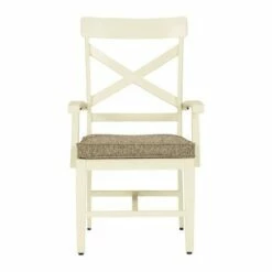 Set of 2 Padded Aluminum Frame Armchairs with X Backrest White/Brown - Benzara