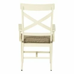 Set of 2 Padded Aluminum Frame Armchairs with X Backrest White/Brown - Benzara -Living Room Chairs store unnamed file 4706