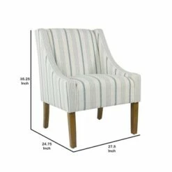 Striped Fabric Upholstered Accent Chair with Wooden Legs White - Benzara 9 Striped Fabric Upholstered Accent Chair with Wooden Legs White - Benzara -Living Room Chairs store unnamed file 4716