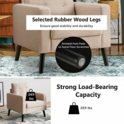 Costway Set of 2 Accent Armchairs Upholstered Single Sofa Chairs w/ 2-Side Pockets Navy -Living Room Chairs store unnamed file 474