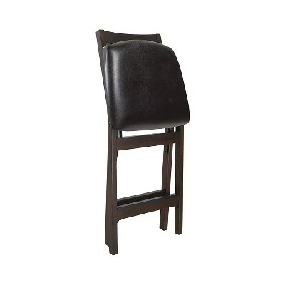 MECO Stakmore Premium Solid Wood Dining Table Folding Counter Stools Set with Fabric Padded Upholstered Seat, Espresso (2 Pack) 4 MECO Stakmore Premium Solid Wood Dining Table Folding Counter Stools Set with Fabric Padded Upholstered Seat, Espresso (2 Pack) - Image 2