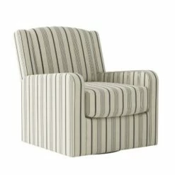 Kirke Modern Wingback Swivel Club Chair - Handy Living Striped Black