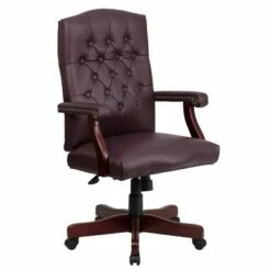 Martha Washington Leather Swivel Office Chair - Flash Furniture Burgundy -Living Room Chairs store unnamed file 4909