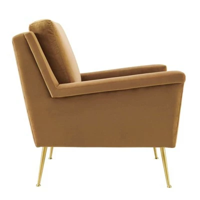 Chesapeake Performance Velvet Armchair - Modway Gold/cognac 4 Chesapeake Performance Velvet Armchair - Modway Gold/cognac - Image 2