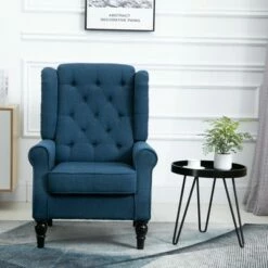 HomCom Fabric Tufted Wingback Accent Club Chair with Wooden Legs -Living Room Chairs store unnamed file 492