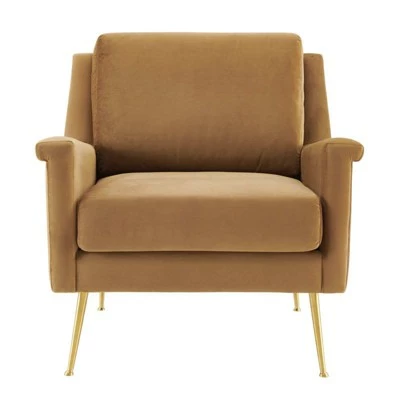 Chesapeake Performance Velvet Armchair - Modway Gold/cognac 6 Chesapeake Performance Velvet Armchair - Modway Gold/cognac - Image 4
