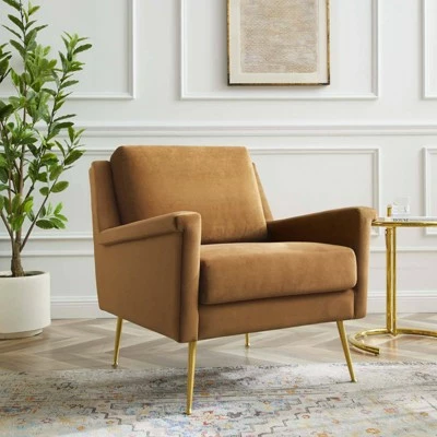 Chesapeake Performance Velvet Armchair - Modway Gold/cognac 8 Chesapeake Performance Velvet Armchair - Modway Gold/cognac - Image 6