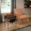 Wood Frame Mid-Century Modern Accent Chair - HomeFare Cognac Brown