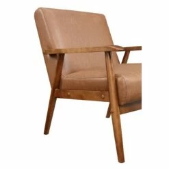 Wood Frame Mid-Century Modern Accent Chair - HomeFare Cognac Brown -Living Room Chairs store unnamed file 4978