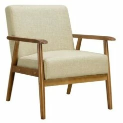 Wood Frame Mid-Century Modern Accent Chair - HomeFare Cognac Brown -Living Room Chairs store unnamed file 4983