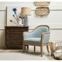 Quilted Wood Frame Accent Chair Blue - HomeFare -Living Room Chairs store unnamed file 5012