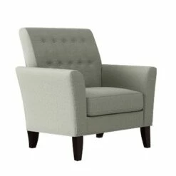 Graff Button Tufted Armchair Linen - Handy Living Peacock Blue
