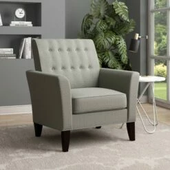 Graff Button Tufted Armchair Linen - Handy Living Peacock Blue -Living Room Chairs store unnamed file 5037