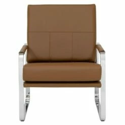 Allure Modern Accent Armchair in Blended Leather - Studio Designs Home Caramel Brown/chrome -Living Room Chairs store unnamed file 5100