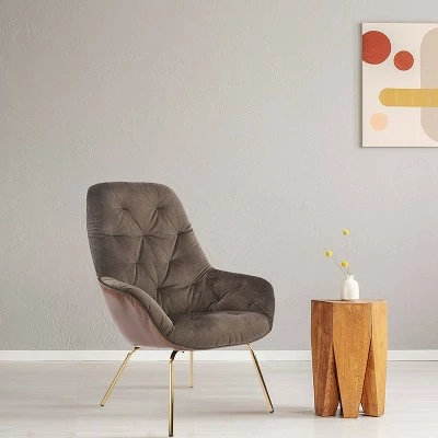 Lily Button Tufted Accent Chair Brown - miBasics 4 Lily Button Tufted Accent Chair Brown - miBasics - Image 2