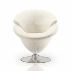 Set of 2 Tulip Velvet Swivel Accent Chairs White - Manhattan Comfort